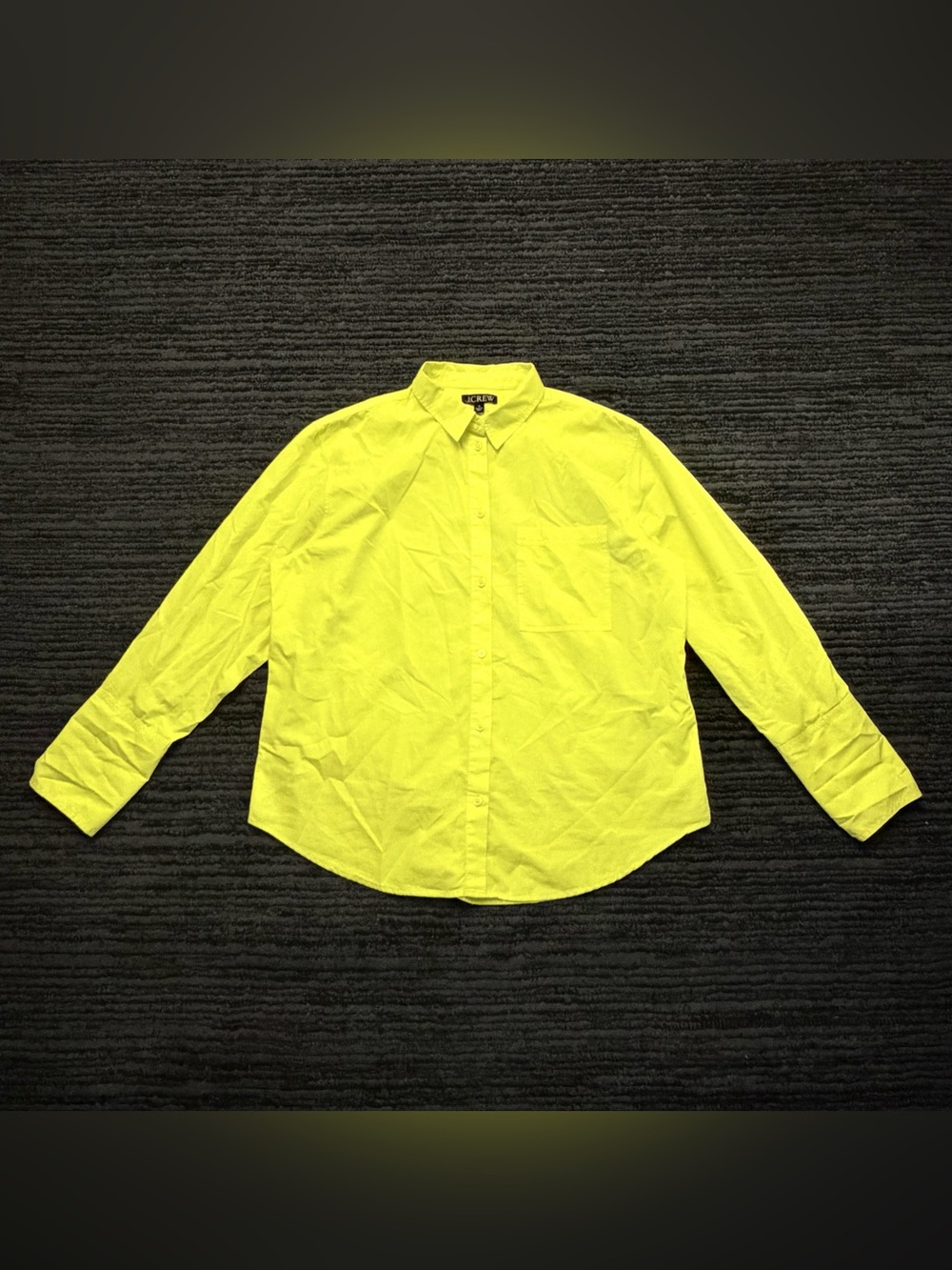 J. Crew Black Label Neon Yellow Poplin Button Up Shirt